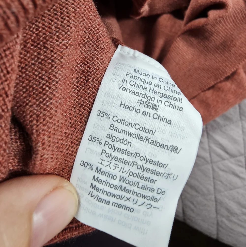 J.Crew NWT Merino Wool‎ Old Money Lightweight V-Neck Sweater in Rust Sz L
